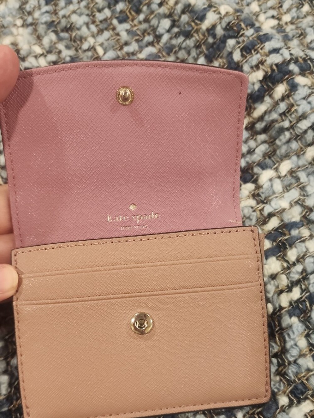 kate spade Pink Leather Compact Flap Wallet with Gold Plate -Mauve Color - Picture 3 of 5